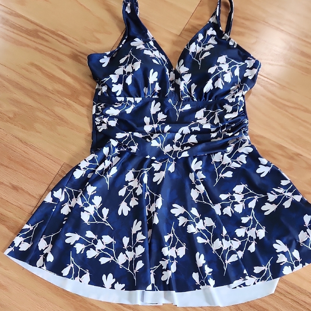 JASAMBAC Womens One Piece Swimdress With Tummy Control V Neck Bathing Suit Large - Picture 13 of 17